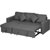 Grey Fabric Corner Sofa Bed with Storage & Reversible Chaise - 3-Seater, Modern Reclining Sofa