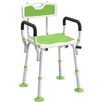 EVA Shower Chair with Back, Arms & Suction Feet - Adjustable Height Bath Seat for Elderly, Aluminium Frame