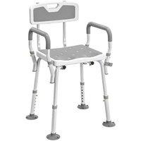 Light Grey EVA Adjustable Shower Chair with Armrests - Elderly Bath Seat, Non-Slip, Lightweight