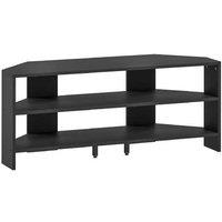 Black Corner TV Stand with 2 Open Shelves - 47 Contemporary Storage Unit
