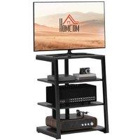 Black Steel Corner TV Stand with Adjustable Storage Shelves - Contemporary Space-Saving Unit