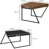 Set of 2 Industrial Coffee Tables - Rustic Brown & Black Metal, Space-Saving, Easy Assembly