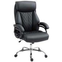 Ergonomic Faux Leather Executive Office Chair - Spring Padded, Adjustable Height, High Weight Capacity, Black