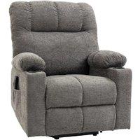 Grey Velvet Power Lift Recliner Chair with Remote - Oversized Ergonomic Armchair, 150kg Capacity