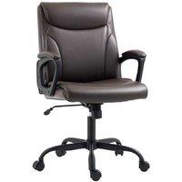 Brown Faux Leather Ergonomic Office Chair - Adjustable Height, Tilt & Swivel
