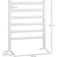 Electric Towel Warmer Rail, 6-Bar Freestanding or Wall-Mounted, Silver - Laundry Drying Rack