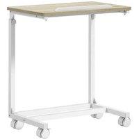 Adjustable C-Shape Overbed Side Table - Oak/White, Easy-Clean, Height Adjustable, Contemporary Living Room Furniture