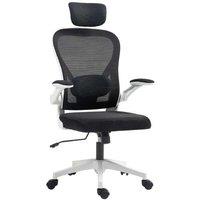 Ergonomic High Back Mesh Office Chair - Adjustable Lumbar, Flip-Up Arms, Black