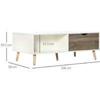 Modern White Coffee Table with Storage Shelves & Drawers - Contemporary Living Room Furniture