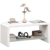 Curved Two-Tier High Gloss White Coffee Table - Modern Storage Living Room Centrepiece