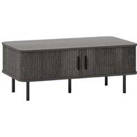 Mid-Century Modern Grey Wood Effect Coffee Table with Tambour Storage Doors