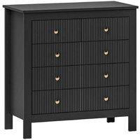 Elegant Black Wood Chest of Five Drawers - Bedroom Storage Solution
