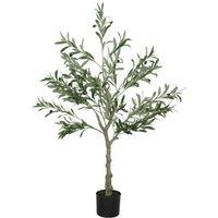 4ft Silk Olive Tree in Decorative Pot - 450 Leaves, Realistic Faux Indoor Plant
