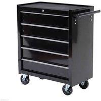 5-Drawer Lockable Rolling Tool Cabinet, Cold-Rolled Steel - Industrial Black Storage Solution