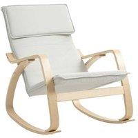 Cream Upholstered Rocking Lounge Chair - High Back, Linen, Modern Scandi Style
