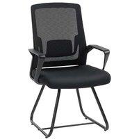 Ergonomic Mesh Office Chair - No Wheels, Metal Base, High Back, Black
