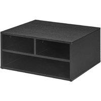 2-Tier Modular Desktop Printer Stand with 3 Storage Compartments - Black Particle Board, Space-Saving Office Shelf