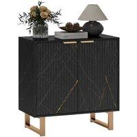 Black/Gold MDF Storage Sideboard Cabinet - Adjustable Shelves, Modern Design