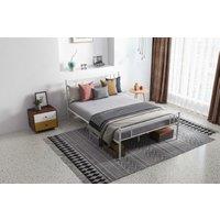 Double Metal Bed Frame with Slats & 31cm Underbed Storage - Contemporary Grey