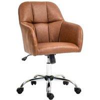 Brown PU Leather Ergonomic Swivel Office Chair with Adjustable Height & Wheels