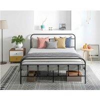 Double Minimalist Metal Bed Frame - Black Steel, Space-Saving, 330kg Capacity