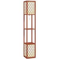Wooden Floor Lamp Storage Shelves - Brown, Multi-Functional, Modern, MDF