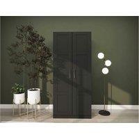 Black Double Door Wardrobe with Shelves & Soft-Close Hinges - Particle Board, Contemporary Style
