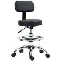 Height Adjustable Ergonomic Draughtsman Chair - Faux Leather, Black, 120kg Capacity