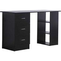 Black Writing Desk with Storage Shelves - Contemporary Particle Board, 120cm Wide