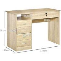 Oak Desk with Drawer & Storage Shelf - Compact Home Office Table, 110x50cm, Modern Storage Solution