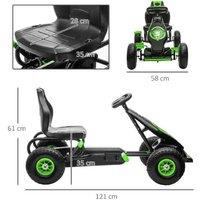 Kids Outdoor Pedal Go Kart with Inflatable Tyres - Ages 5-12, Adjustable Seat, Green