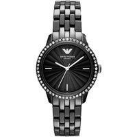 Emporio Armani AR1478 Women's Black Ceramic Watch with Crystal Bezel