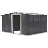 10.8ft x 10ft Walk-in Metal Garden Storage Shed with Log Storage - Weather-Resistant, Lockable, & Ventilated