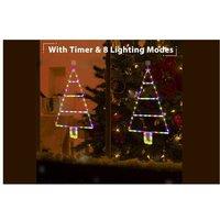 Battery-Operated LED Christmas Tree Ladder Lights - Multicolour, 4-Tier Festive Decoration