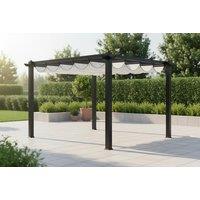 Spacious 10x10ft Pergola with Retractable Roof and Waterproof Canopy