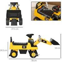 Licensed CAT Ride-On Digger Construction Truck Toy - Manual Bucket, Horn, Ages 1.5-3, Outdoor Imaginative Play