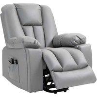 Charcoal Faux Leather Power Lift Riser Recliner Chair - Massage, Heat & Ergonomic Support