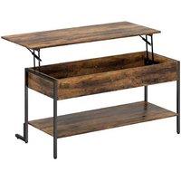 Rustic Brown Lift-Top Coffee Table with Storage - Industrial Style, Metal Frame, Space-Saving Living Room Furniture