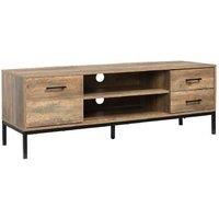Industrial TV Stand Cabinet - Walnut Wood-Effect & Black Metal, Storage, 132cm, Fits up to 50" TVs