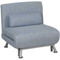 Linen 5-Position Reclining Single Sofa Bed - Modern Fabric Chair, Guest Sleeper