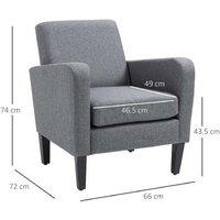Grey Linen Single Armchair - Padded Seat, Compact Scandi Style, 150kg Capacity