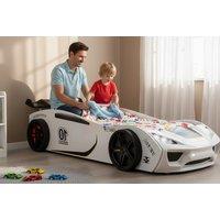 Eco Vento Kids Car Bedframe in White - Realistic Racing Style for Kids