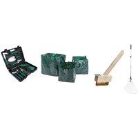 Garden Maintenance Bundle: Waste Bags, Rake, Brush & Tool Kit
