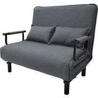 Grey Double Folding Sofa Bed with Wide Armrests, 6-Level Adjustable Backrest, and Soft Cotton Filling