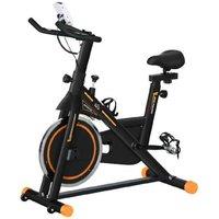 Indoor Stationary Exercise Bike - Steel Frame, Adjustable Resistance, LCD Display, HR Sensor, Orange