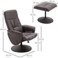 Faux Leather High Back Recliner Armchair & Ottoman Set - Ergonomic Brown Lounge Chair, 160kg Capacity