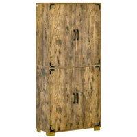 4-Door Rustic Wood Modular Storage Cabinet - Industrial Farmhouse, MDF, 60kg Capacity