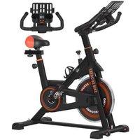 Stationary Exercise Bike - Adjustable Resistance, Steel Frame, 8kg Flywheel, 100kg Max Load - Black