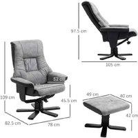 Ergonomic Fabric Recliner Armchair with Swivel & Footstool, Grey - HOMCOM, 120kg Capacity
