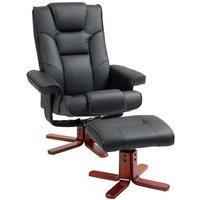 Faux Leather Recliner Chair & Footstool Set - Ergonomic Manual Lounge Seating, 150kg Capacity